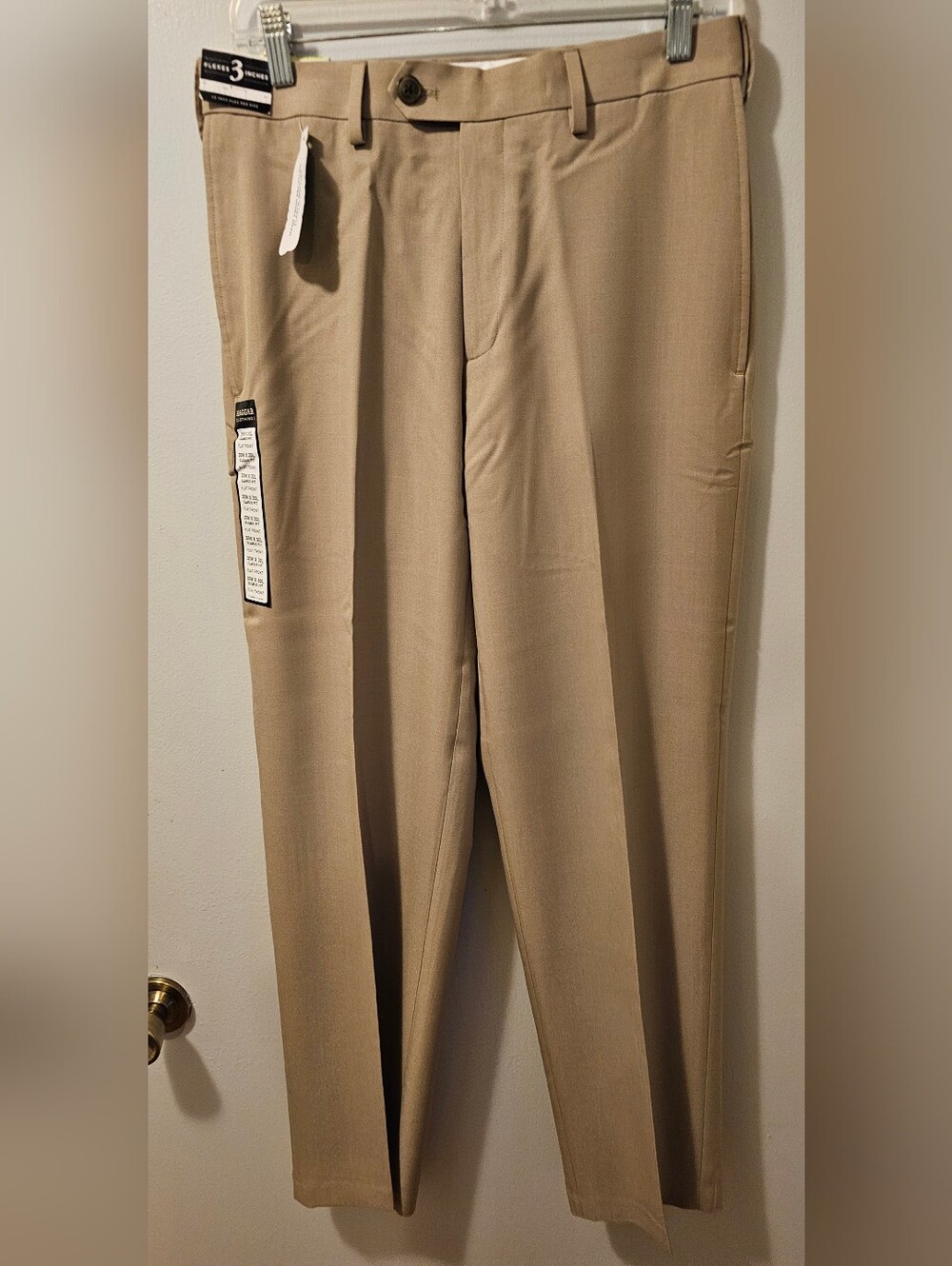 Haggar Dress Pants Classic Fit E-Clo Beige Flat Front Men's Size 30x30 NWT